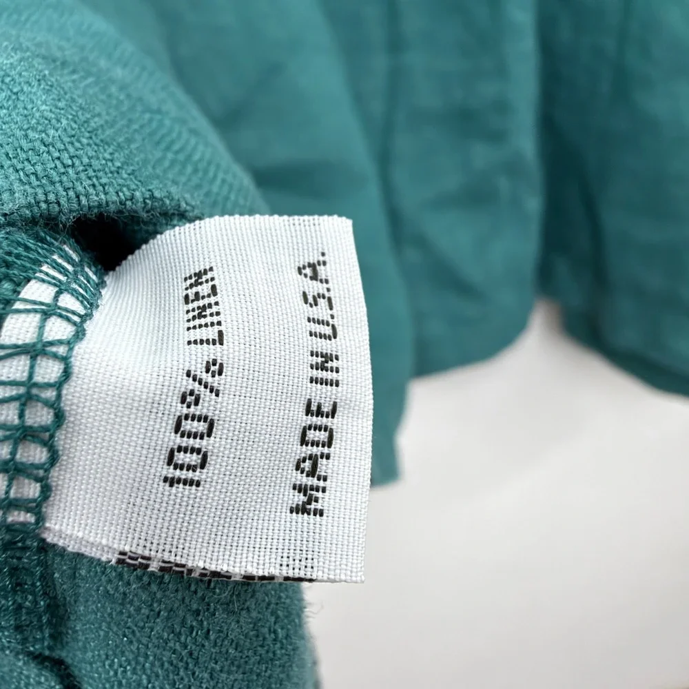 Bryn Walker Top Womens Medium Teal Green Linen Casana Button Front Oversized